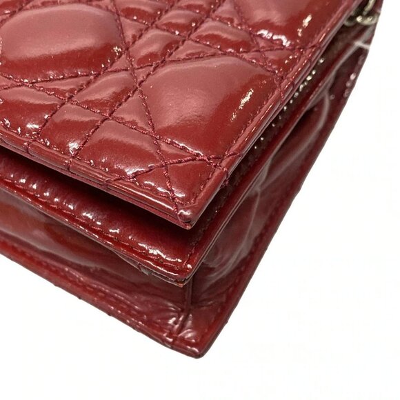Auth DIOR/ChristianDior Cannage Stitch Red Patent Leather Clutch Bag - Picture 3 of 16